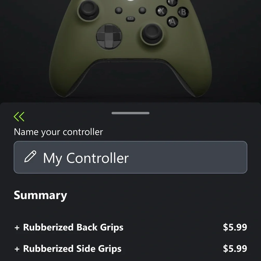 Xbox series x design lab controller with inner/outer rubberized grips